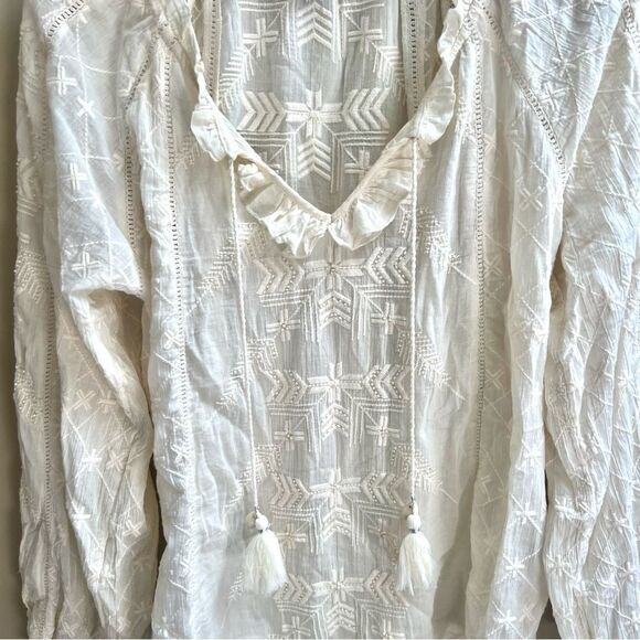 Shyanne White Ruffled Tie Front Blouse - Picture 3 of 10